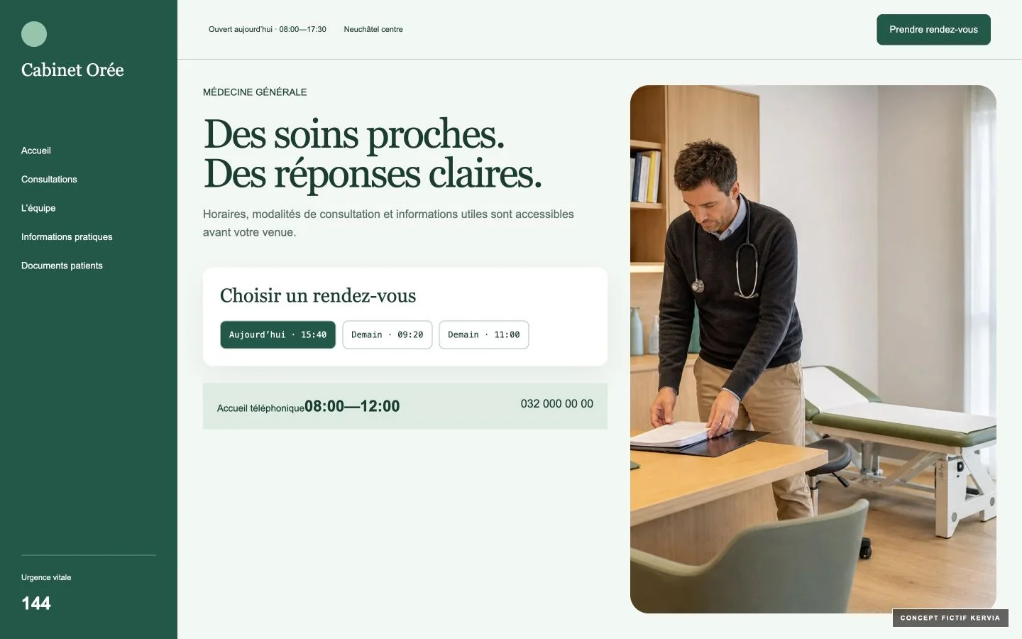 Concept Kervia pour un cabinet de soins